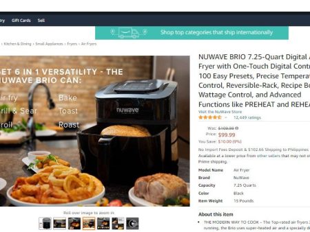 20422024 NUWAVE REVOLUTIONARY HEALTHY DIGITAL BRIO 6 QUART AIR FRYER Supply