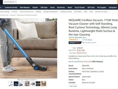 20422043 NEQUARE HANDHELD CORDLESS VACUUM Online Hot Sale