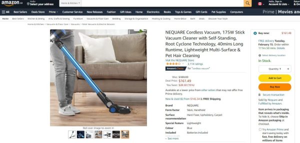 20422043 NEQUARE HANDHELD CORDLESS VACUUM Online Hot Sale