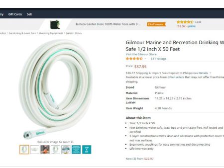 22822017 GILMOUR DRINKING WATER SAFE WATERHOSE 1 2 IN BY 25FOOT GREAT FOR RV;S MARINES AN PLAY Online Hot Sale