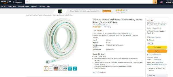 22822017 GILMOUR DRINKING WATER SAFE WATERHOSE 1 2 IN BY 25FOOT GREAT FOR RV;S MARINES AN PLAY Online Hot Sale