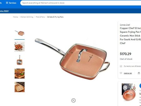 22822007 COPPER CHEF DIAMOND COOKWARE 12 INCH SQUARE FRYING PAN WITH GLASS LID Online