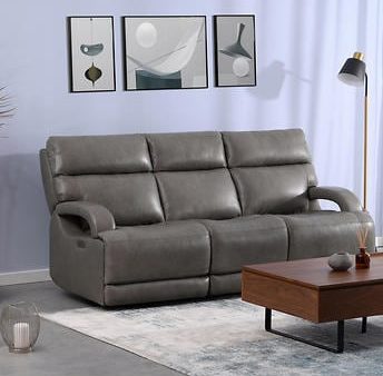 Dovestone Leather Power Reclining Sofa with Power Headrests For Sale