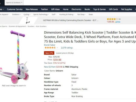 20422040 DIMENSIONS UNICORN SCOOTER WITH LIGHT UP WHEELS Online Hot Sale