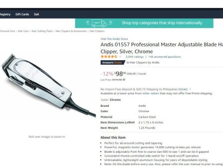 121521020 ANDIS MASTER ADJUSTABLE BLADE CLIPPER For Discount