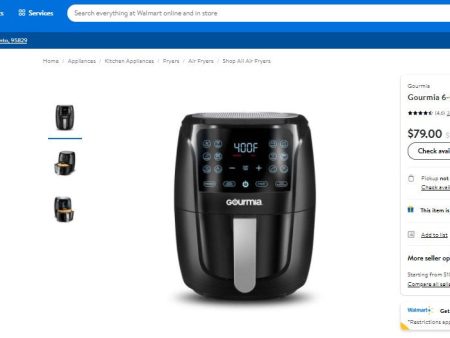 122721018 GOURMIA 6QT DIGITAL AIR FRYER Online now